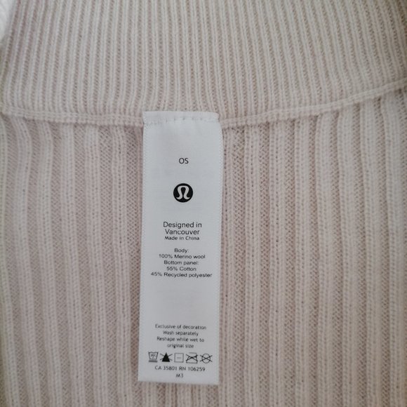 Lululemon Womens Ivory Short Sleeve Mock Neck 1/4 Zip Poncho Sweater Size OS - Picture 6 of 8